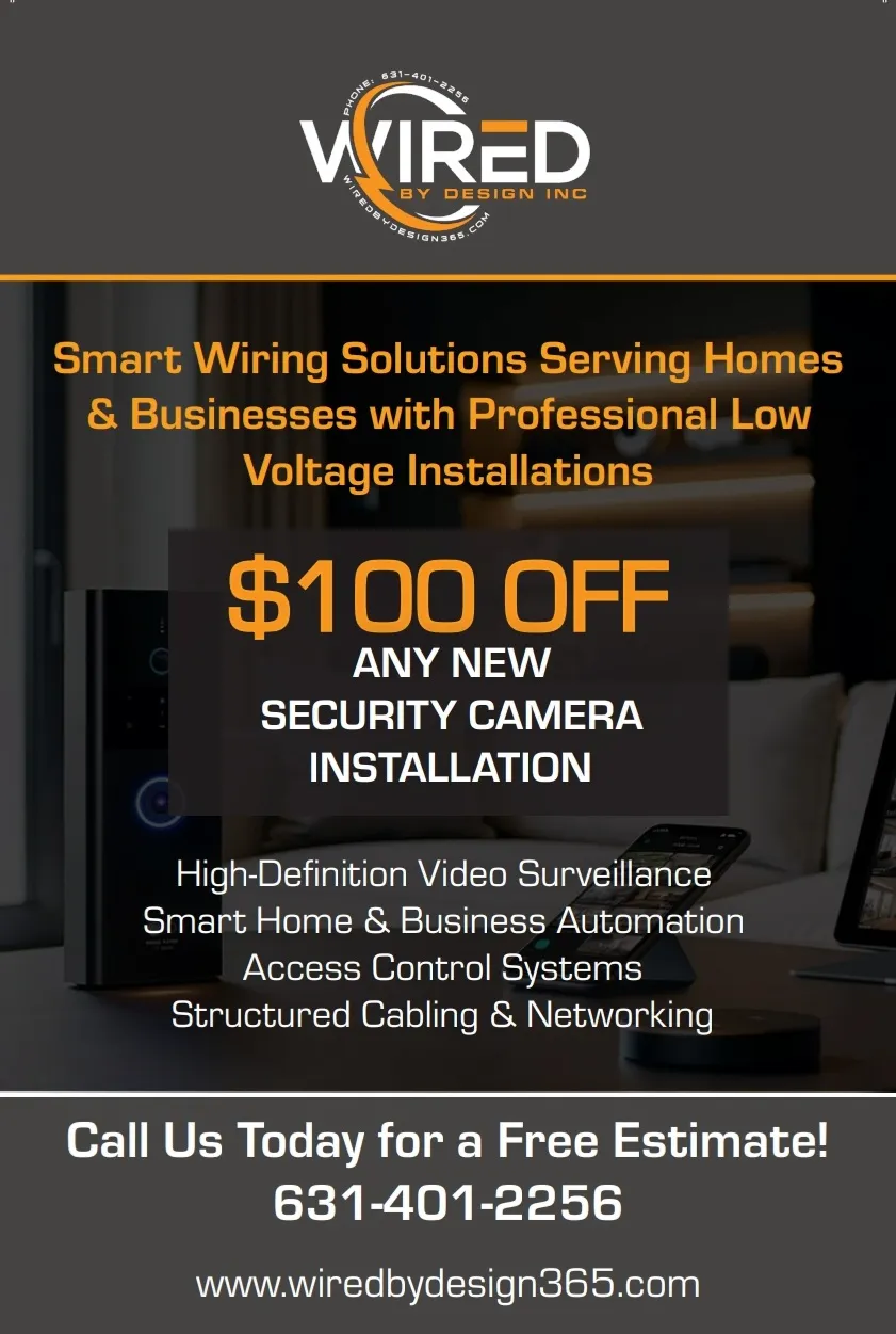 $100 OFF Any New Security Camera Installation - Wired by Design